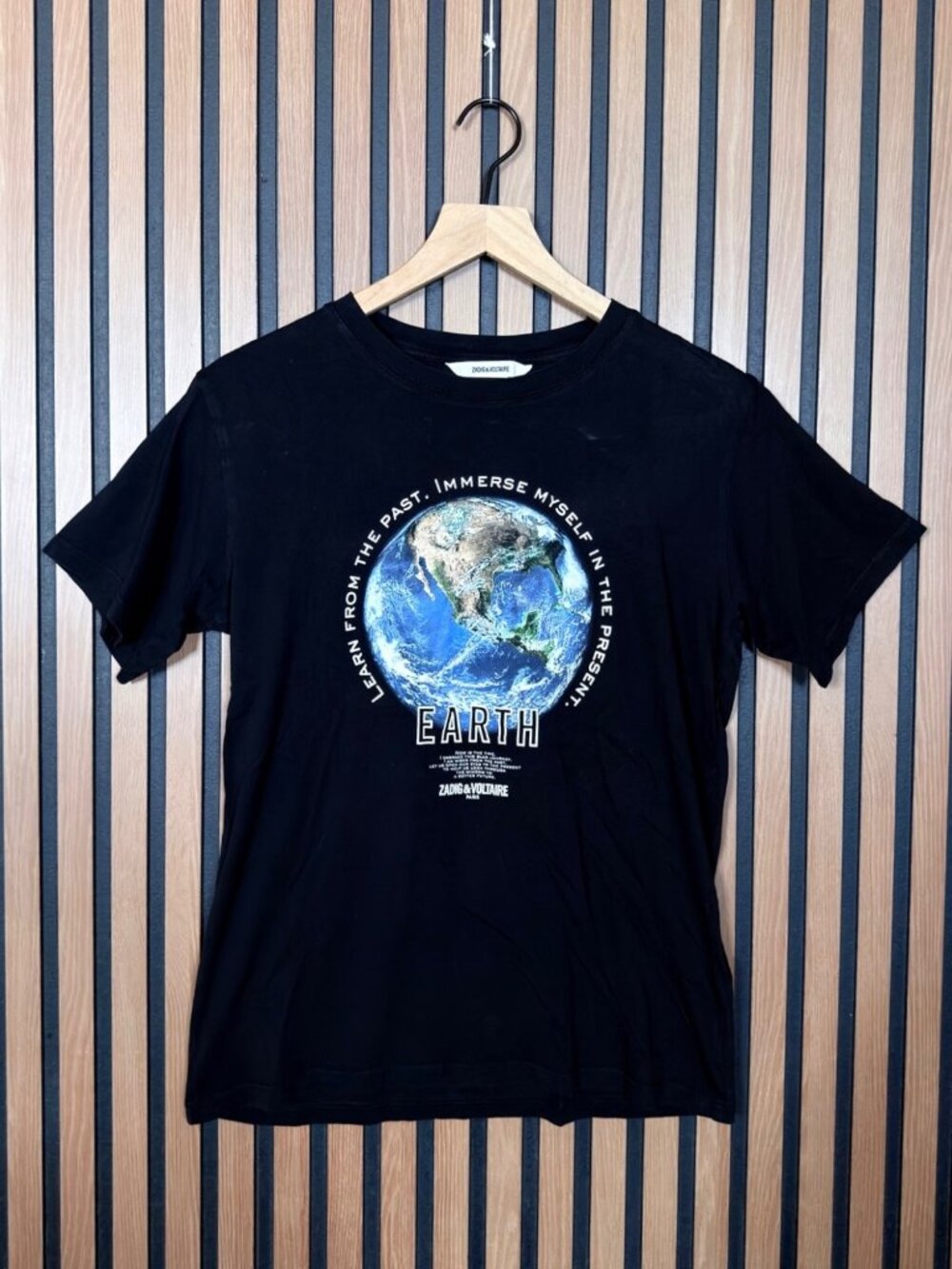 Zadig & Voltaire T Shirt Large Women’s Black Short Sleeve Graphic Tee Earth